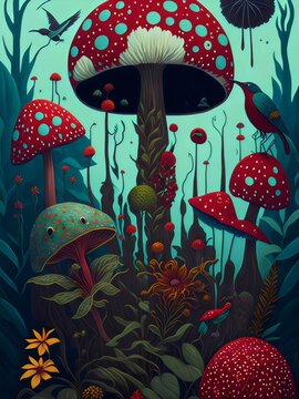 Fototapeta wallpaper, flores botánicas, arte fino, lujo, glamur, premium, profesional, diseño de interiores, interiorismo, diseño, diseño gráfico, buqué, flor, flor gigante, arte botánico, ilustración, aves