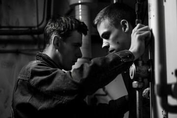 Two adult males standing side by side, no context or surroundings provided