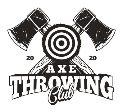 Axe throwing club monochrome poster
