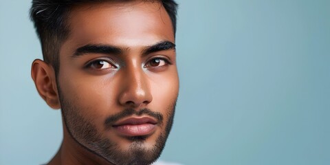 Obraz premium Handsome Bangladeshi Man s Facial Close up for Cosmetic Product Advertising