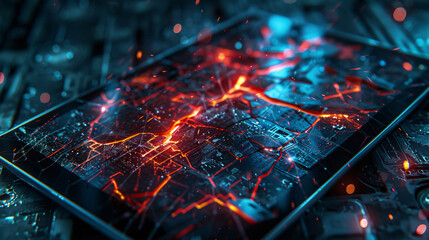 Image of a broken network connection disrupting a videocall seminar