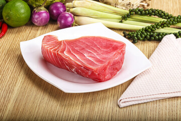 Raw fresh tuna steak for grill