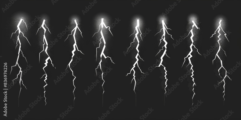 Poster a darkened background with multiple lightning flash effects