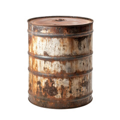 Obraz premium Old rusty steel oil barrel isolated on transparent background Remove, Clipping Path