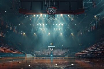A basketball court with a hoop, perfect for outdoor games and sports photography