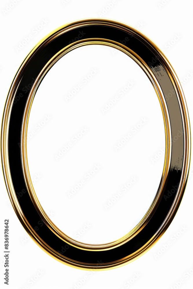 Poster a simple black and gold circular frame sitting on a white background, ideal for use in graphic desig