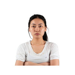 Young Asian Woman On White Background