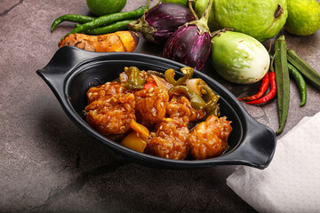 Chinese cuisine - prawn with chili sauce