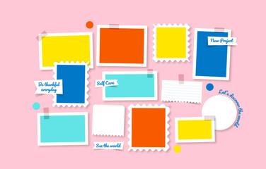 Vector photo collage template moodboard pictures grids vector illustration