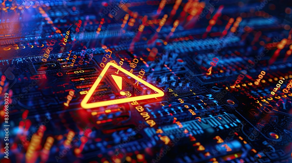 Poster detecting of a malware. virus, system hack, cyber attack, 