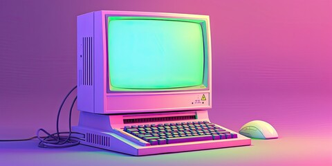 Fototapeta premium a image of a computer with a keyboard and mouse on a purple background