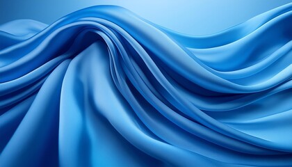 Obraz premium Graceful waves of sky blue fabric flowing smoothly, creating a serene and abstract visual. The rich texture and light blue color evoke calmness and clarity. Soft focus adds a dreamy quality. 