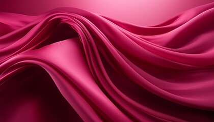 Obraz premium Elegant waves of magenta fabric flowing smoothly, creating a vibrant and abstract visual. The rich texture and bold magenta color evoke energy and passion. Soft focus adds a dreamy quality. 