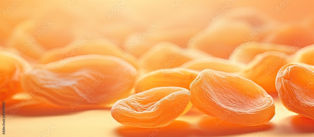 Poster close-up of dried apricot with copy space image.