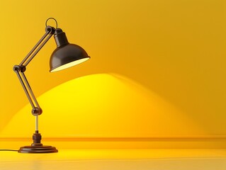 Minimalist Industrial Desk Lamp on Sunny Yellow Background