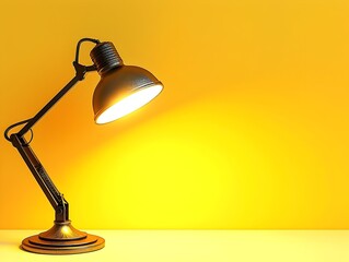 Minimalist Desk Lamp Casting Light on Yellow Background