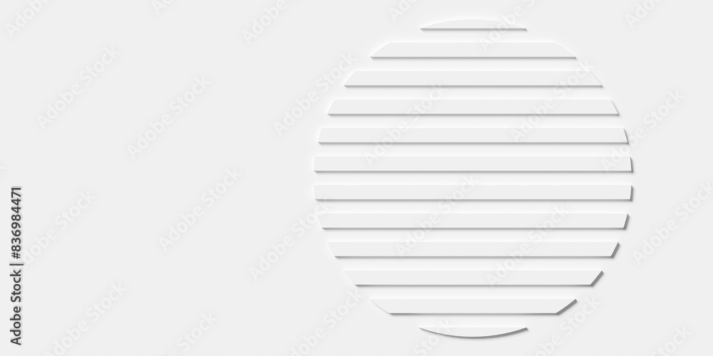 Poster layer lines forming a white circle on white background neomorphism abstract minmal modern background