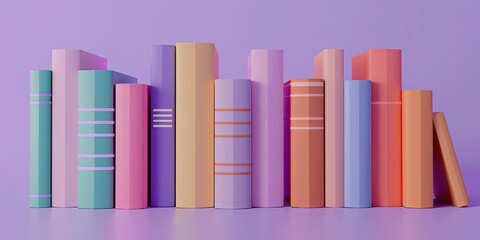 Obraz premium Colorful Books on Purple Background