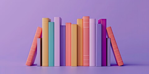 Obraz premium Colorful Books on Purple Background