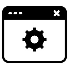 browser with gear, tech support icon