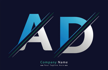 AD Letter Logo Template Illustration Design.