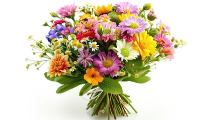 bouquet colorful spring flowers isolated on white background