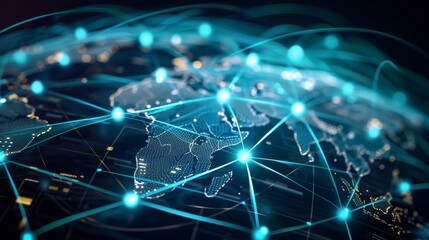 Global social network, world map point and line composition. Concept of global business, internet and technology, network connection