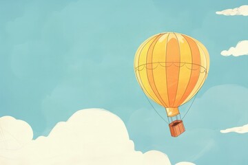 Obraz premium Dreamy Hot Air Balloon Illustration with Copy Space in the Sky