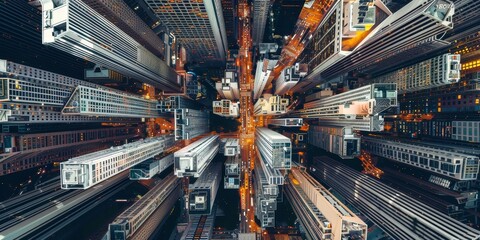 A cityscape with tall buildings and a crosswalk