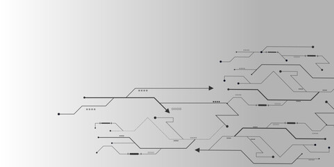 Vectors White Abstract geometric dots and lines connection circuit concept. Global communication technology background design