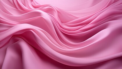 Obraz premium Gentle waves of pink fabric flowing smoothly, creating a soft and abstract visual. The rich texture and delicate pink color evoke warmth and femininity. Soft focus adds a dreamy quality. 