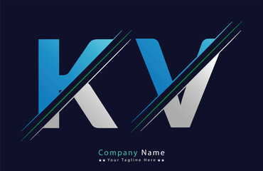 Unique KV letter logo Icon vector template.