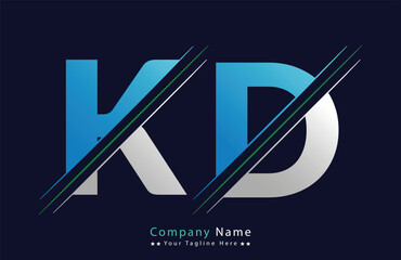 Abstract KD letter logo design template. Vector Logo Illustration.