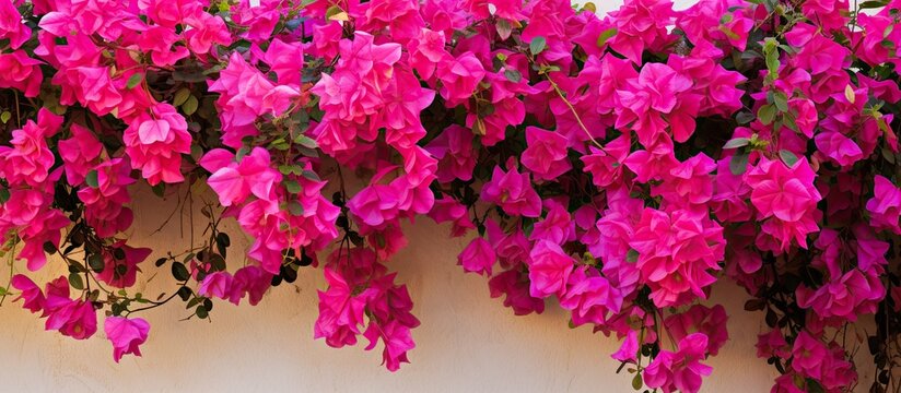 blooming bougainvillea Magenta bougainvillea flowers bougainvillea flowers as a background floral background. Creative banner. Copyspace image