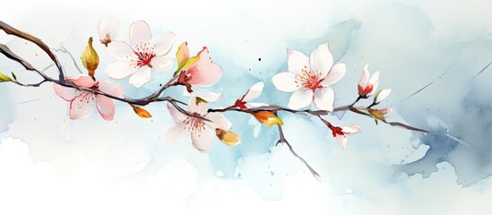 Fototapeta premium Flower in watercolors. Creative banner. Copyspace image