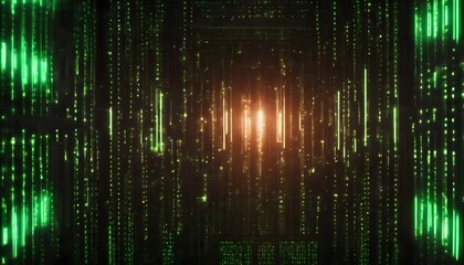 Obraz premium オレンジと緑の光の背景イラスト