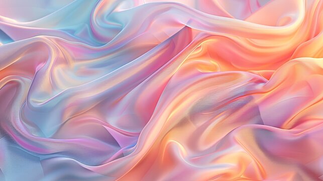 Soft silk, pastel palette, 3D art, smooth surfaces, ethereal