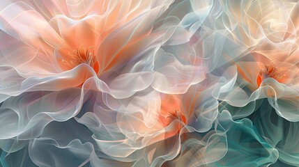 Silk patterns, muted pastels, digital painting, elegant design, delicate