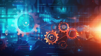 Technical financial graph on hi tech, mechanical technology modern conceptual
