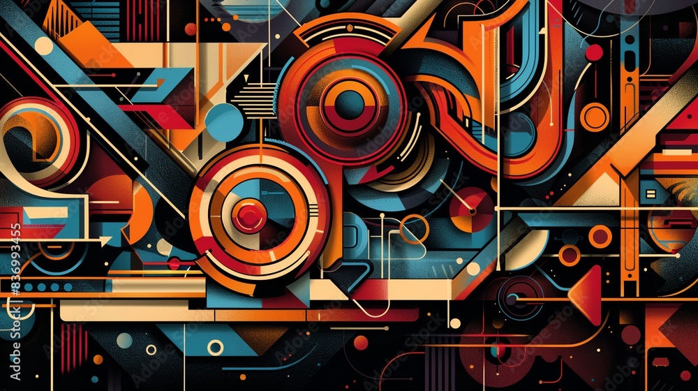 Canvas Prints a colorful abstract artwork with a lot of lines and shapes