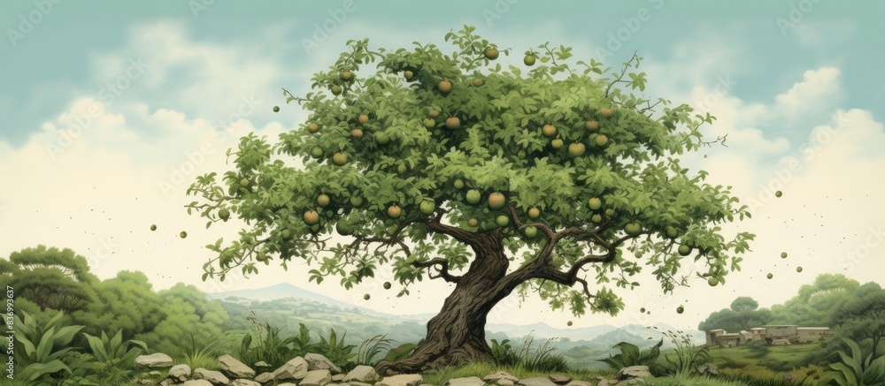 Poster pear tree. creative banner. copyspace image