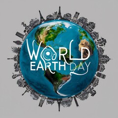 Naklejka premium World Earth Day (Illustration-typography)