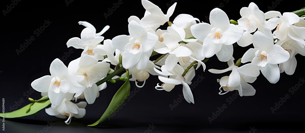 Aufkleber dendrobium orchid the color is white there are some buds that haven t bloomed yet. creative banner. 