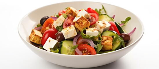 Feta Tofu Salad. Creative banner. Copyspace image
