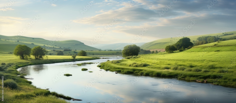 Poster the clear river is flowing. creative banner. copyspace image