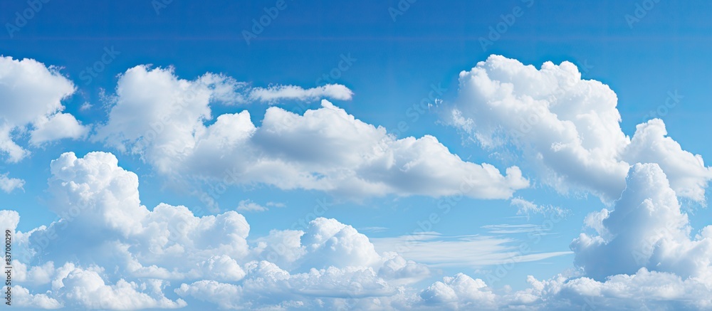 Fototapete Blue sky and some shape clouds background Empty for product display Ready for product display montage Soft focus Select focus. Creative banner. Copyspace image