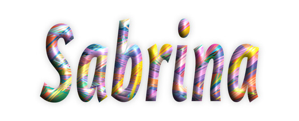 Sabrina - Threads, multicolored stripes - name - three-dimensional effect tubular writing - Vector graphics - Word for  presentations, greetings, banners, card, prints, cricut, silhouette, sublimation