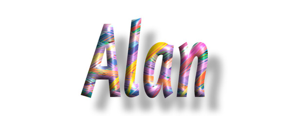 Alan - Threads, multicolored stripes - name - three-dimensional effect tubular writing - Vector graphics - Word for  presentations, greetings, banners, card, prints, cricut, silhouette, sublimation