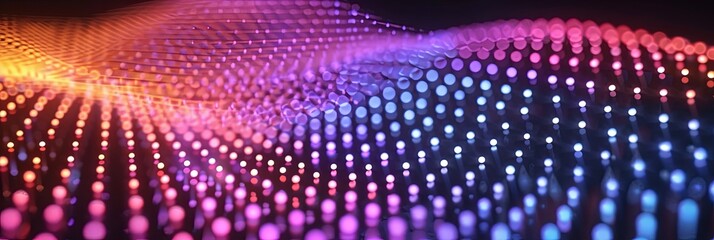Fototapeta premium A colorful, abstract pattern of dots is lit up