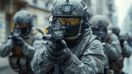 Special forces conducting a hostage rescue mission in an urban setting, demonstrating the agility and specialized training of modern elite units.